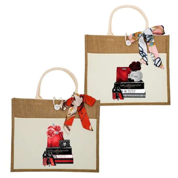 Custom Canvas Tote Bag, Large Size - Fashion Theme, Cream Tote - Picture 1 of 15